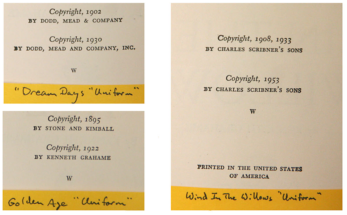 Copyright pages, Grahame works, 1953 edition