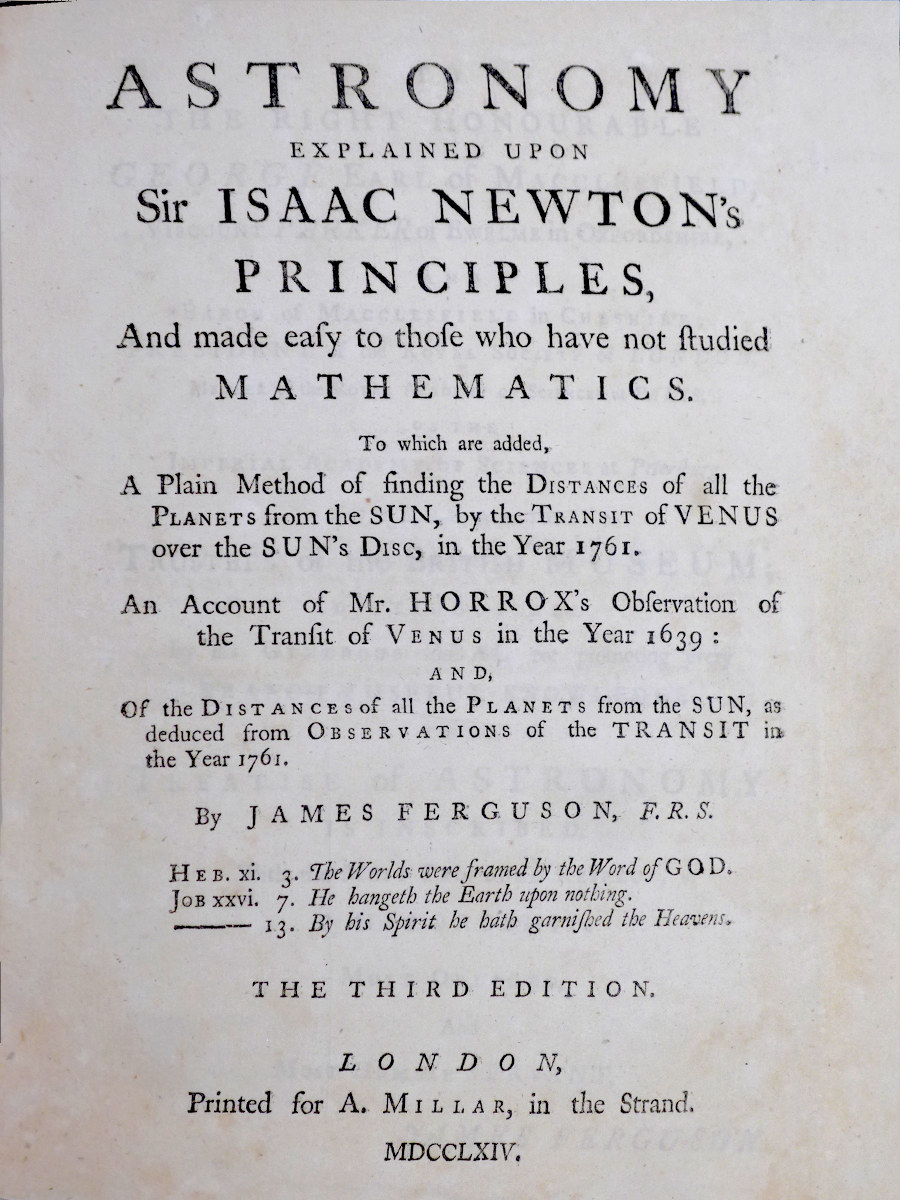 Image of title page, Ferguson's Astronomy, third edition, 1764