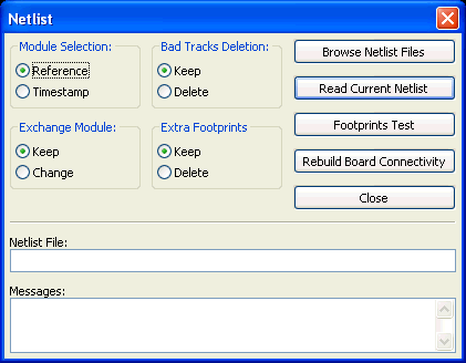 KiCad PCBnew- load netlist dialog