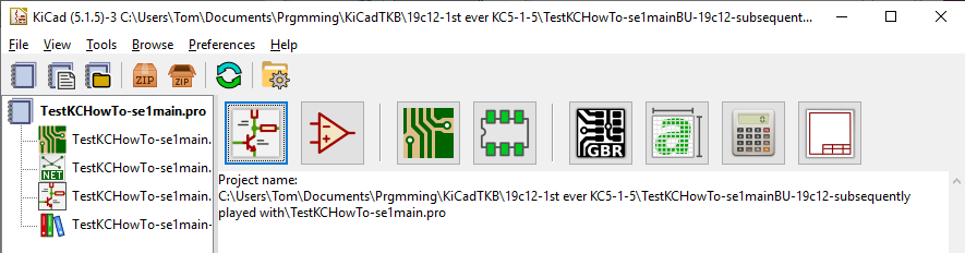 KiCad central program manager window