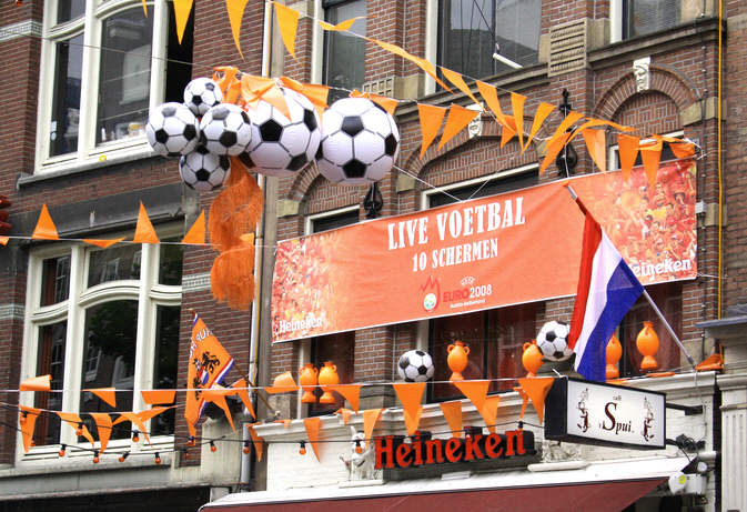 Pub decorated for European (Soccer) Cup